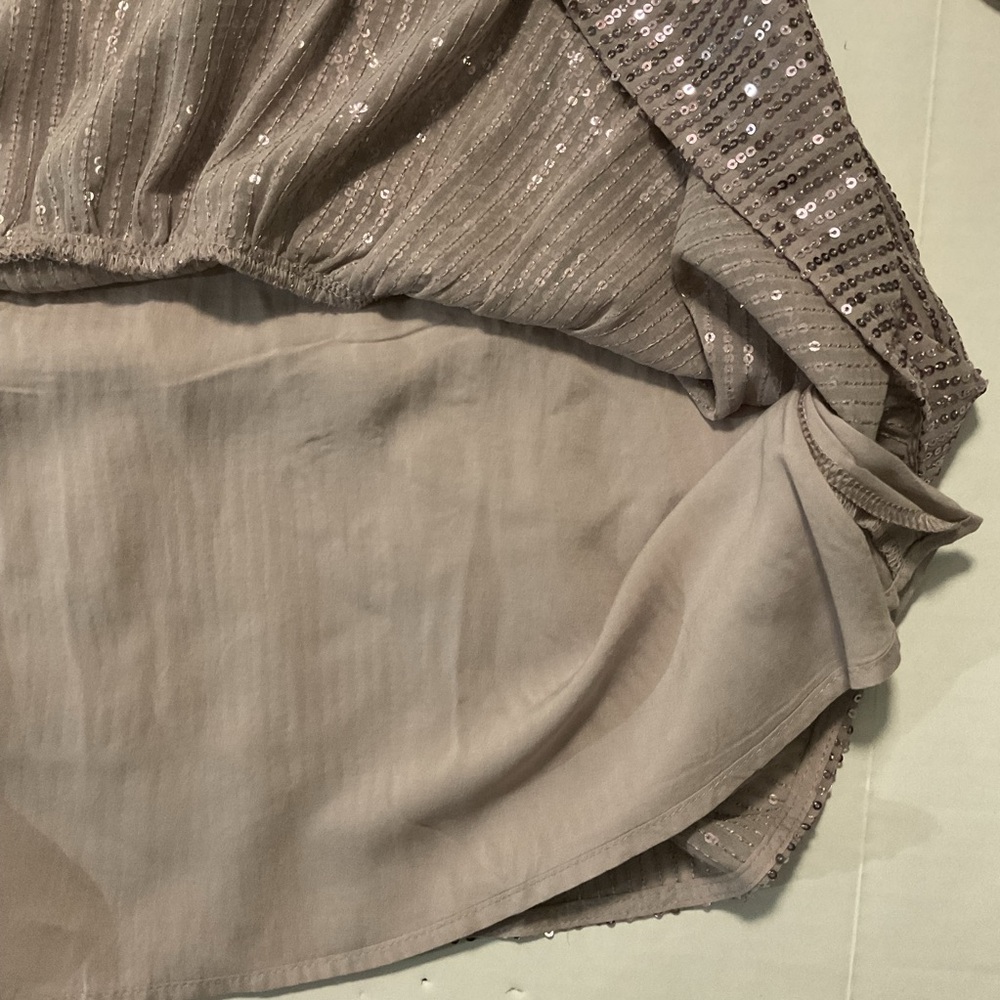 Anthropologie Maeve Bettina Sequin Tiered Mini Shirt Dress Silver - Picture 6 of 10